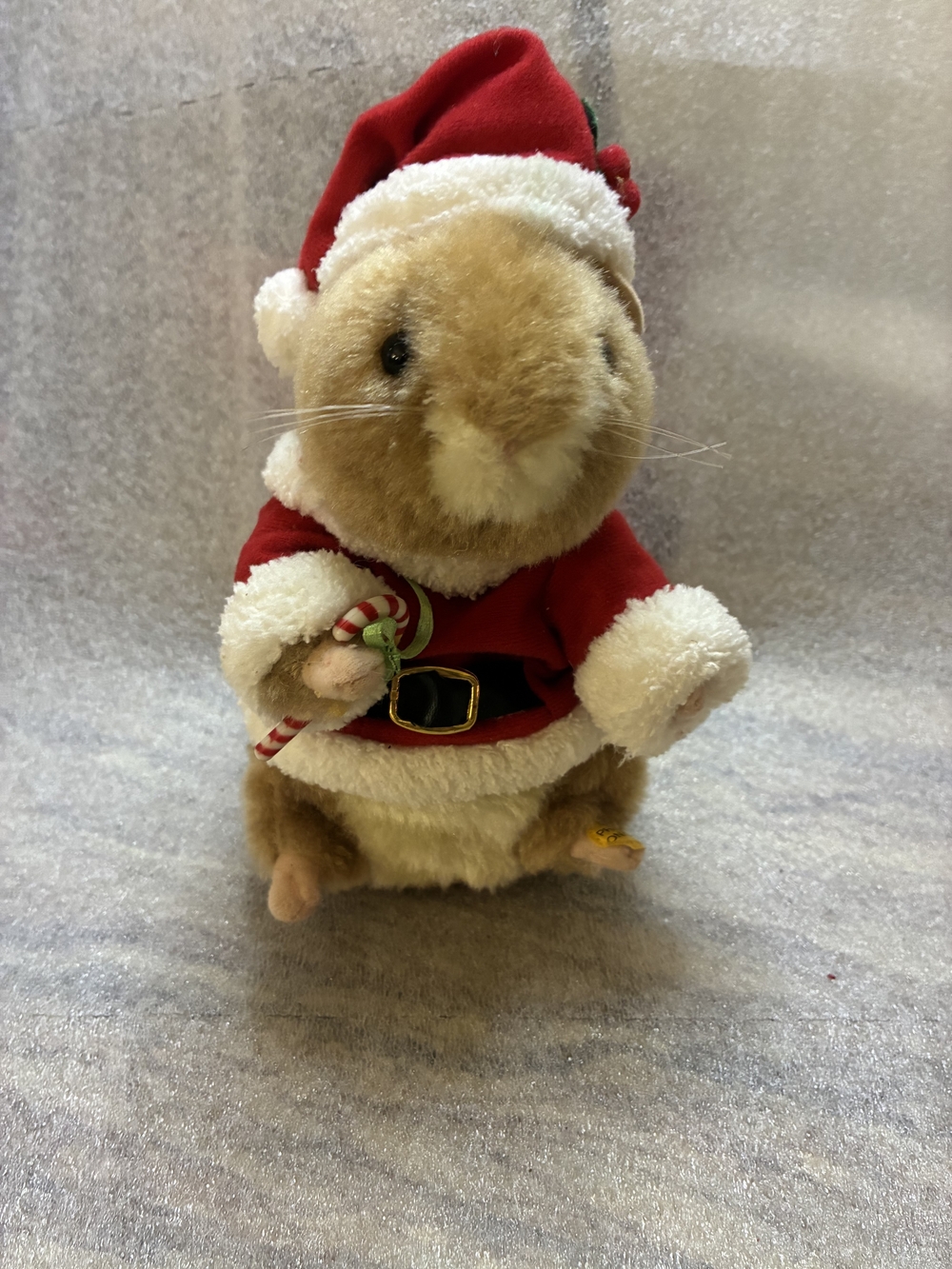 Gemmy Plush Hamster in Red and White Santa Outfit
